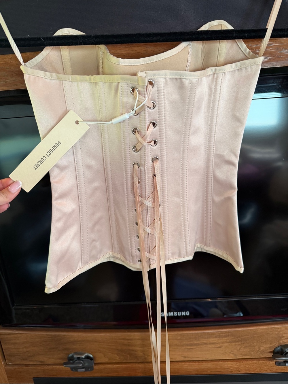 Strapless Shaping Corset Top in Beige - Picture 3 of 5